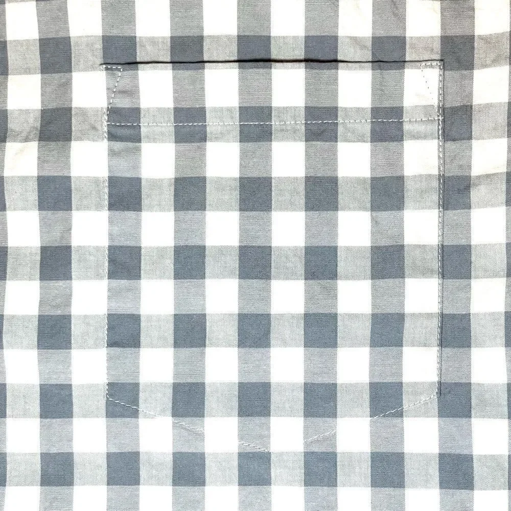 J Crew Flex Washed Slim Fit Check Button Down Shirt in Grey/White Men’s XXL